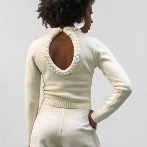 NWT Undra Celeste - Bold Braid Open Back Sweater Size Medium Cream - Picture 15 of 15